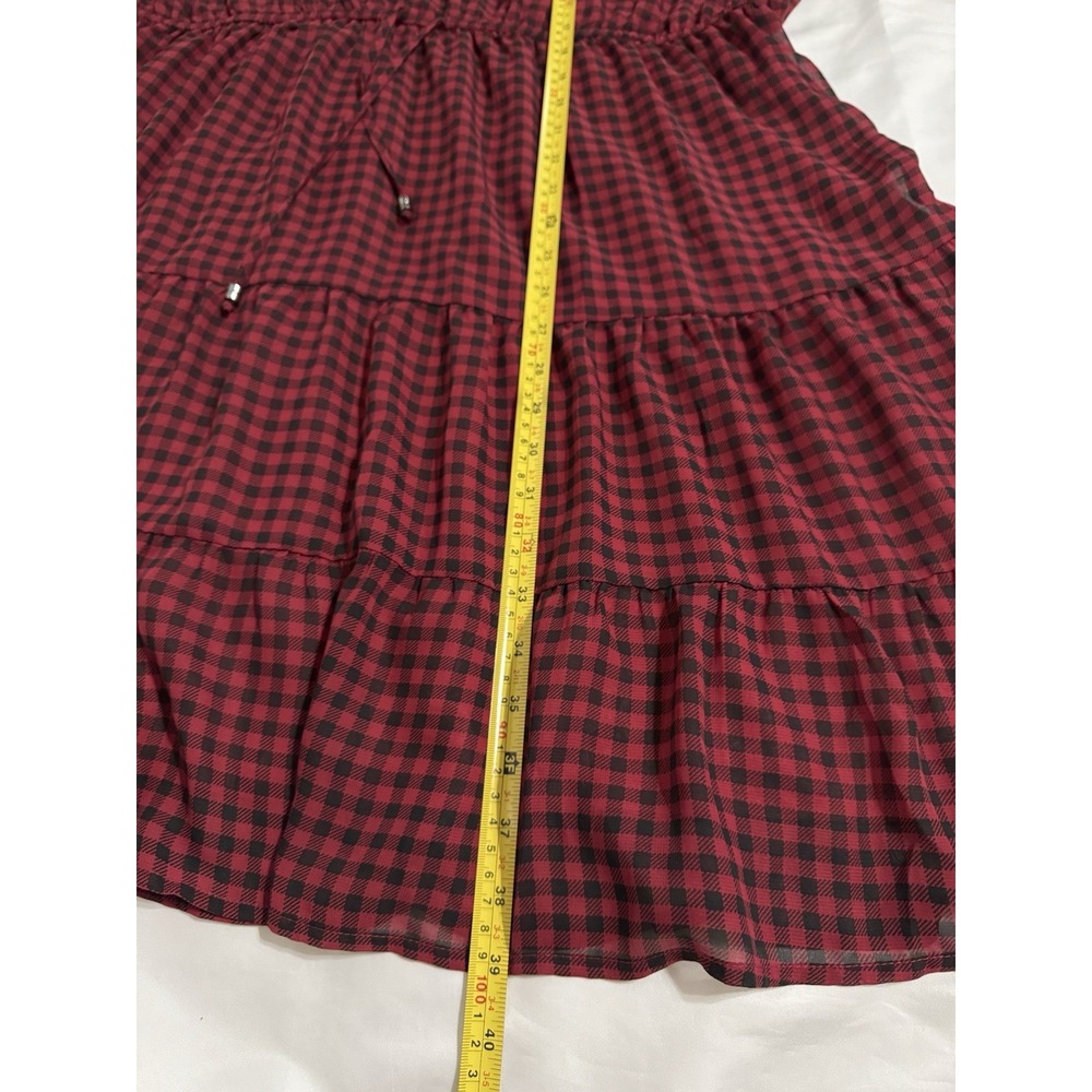 Maurice's Women's Plaid‎ Tiered Dress Red & Black 1X Whimsy Preppy Cottagecore - Picture 7 of 10